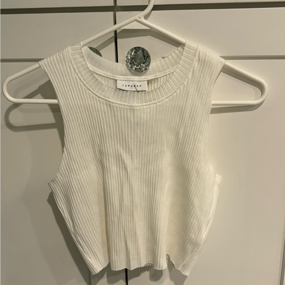 Cream Ribbed Crop Top